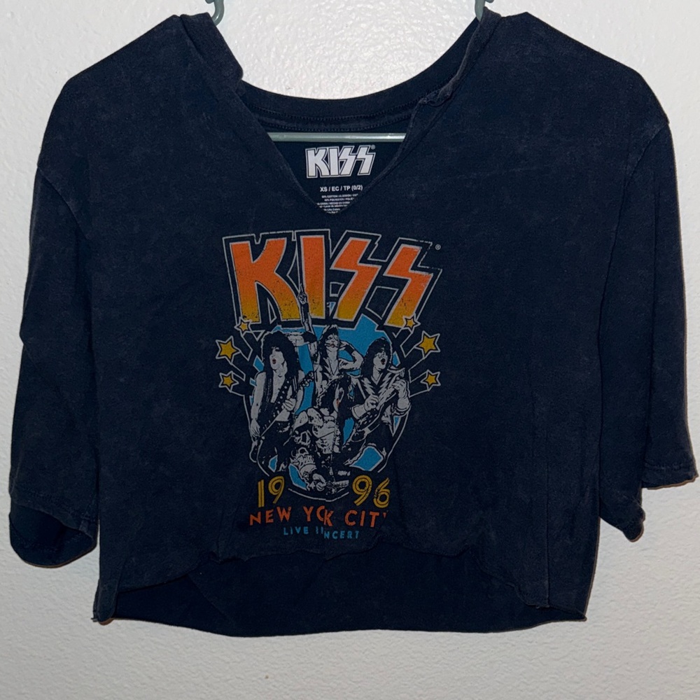 Kiss Women’s Navy Live Concert Tee Crop XSmall